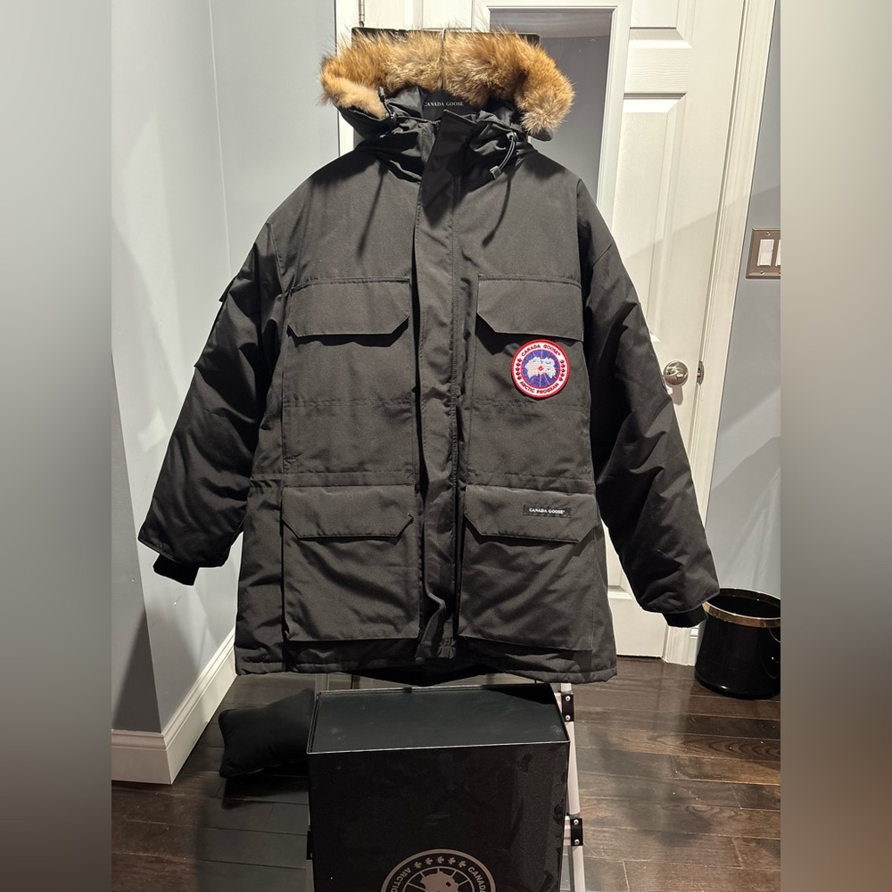 Canada Goose Black Hooded Parka with Fur Trim- Men’s - Picture 2 of 6